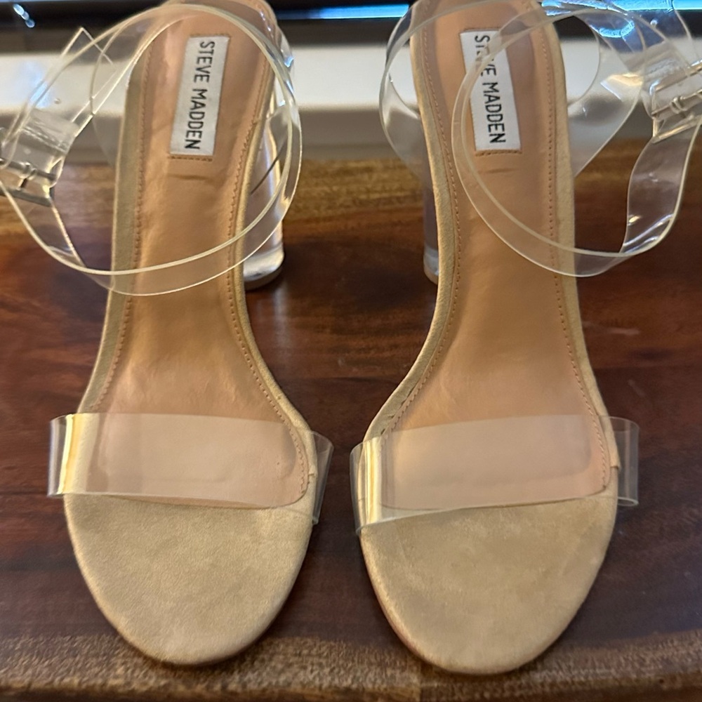 Super Cute Steve Madden clear heels only worn once.